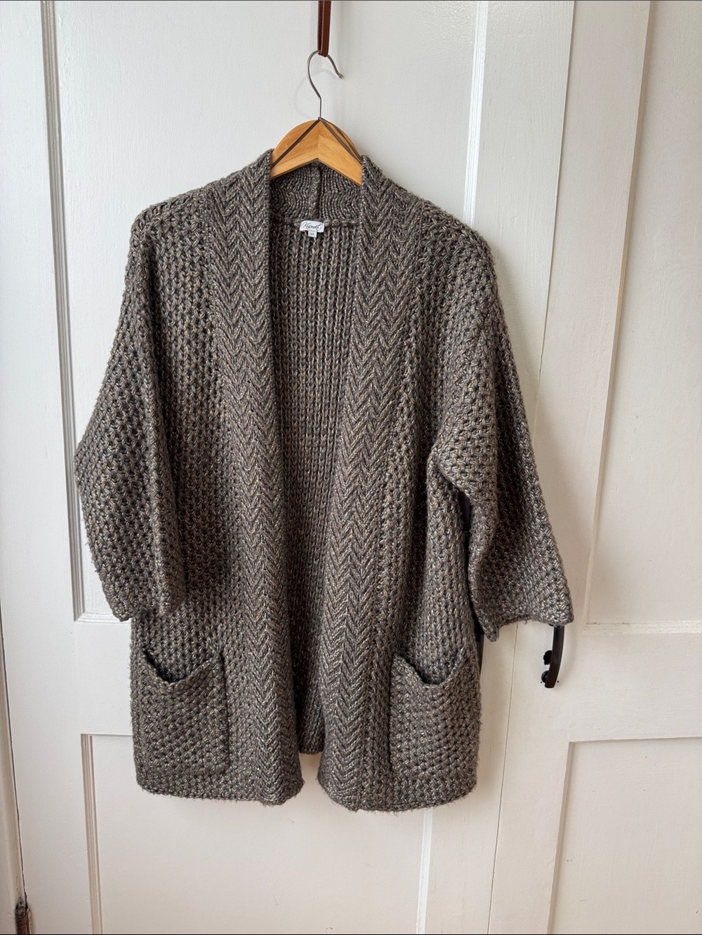 Kismet Chunky oversized Open-Front Cardigan Sweater in Golden brown